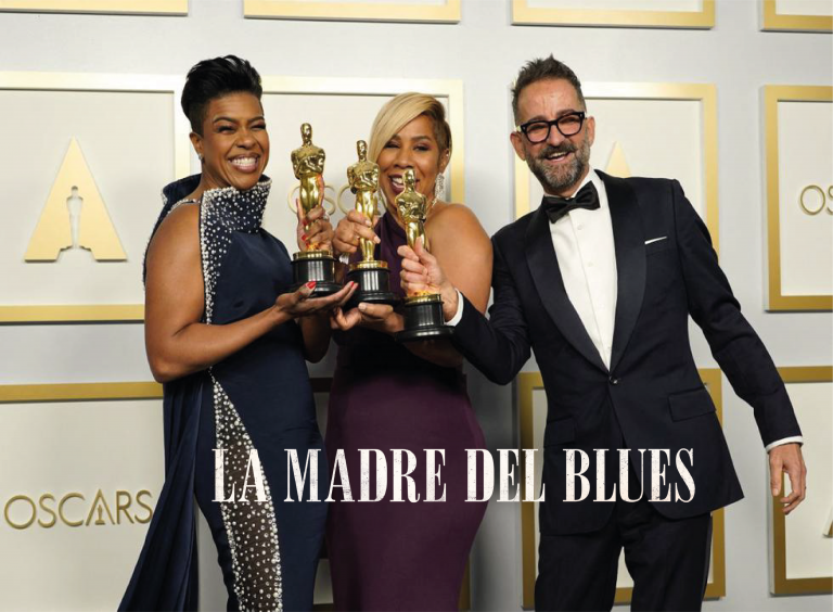 Sergio López-Rivera, junto a junto a a sus compañeras, Mia Neal y Jamika Wilson y sus Oscars