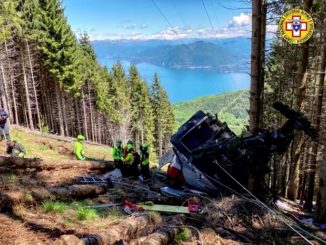 Imagen de la cabina del teleferico tras el accidente