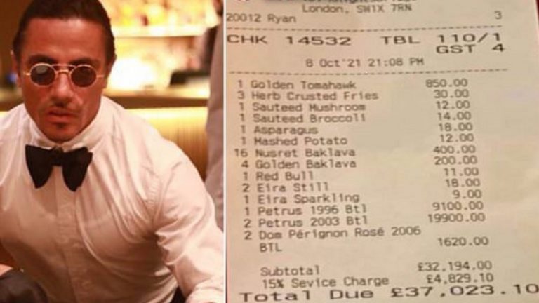 Precios del restaurante de Salt Bae