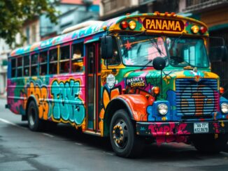 Colorati Diablos Rojos in Panama, simbolo culturale