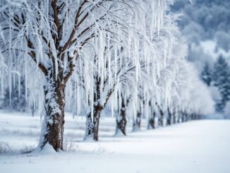 Paisaje invernale di Madrid con neve e freddo intenso