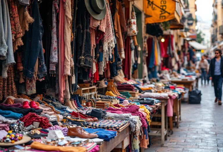 Mercadillo de moda con ropa de segunda mano en España