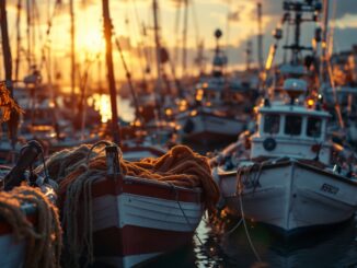 Pescadores protestando por recortes en cuotas pesqueras