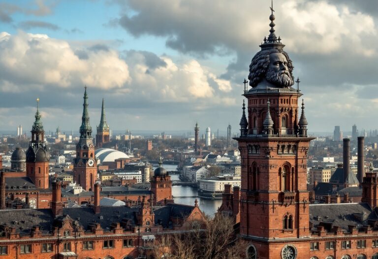 Panorama di Chemnitz con riferimenti a Karl Marx