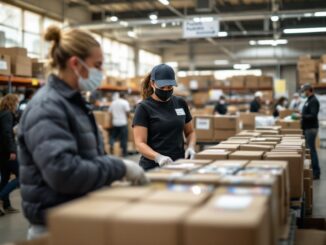 La reina Sofía durante su visita al Banco de Alimentos de Lleida