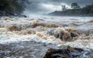 Río Manzanares con alto caudal tras lluvias intensas en Madrid