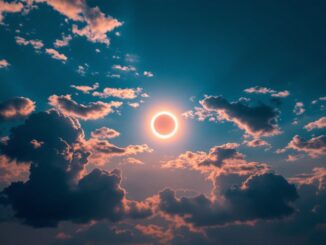 Eclipse solar parcial visto in Spagna con nuvole