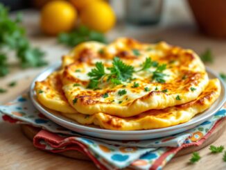 Gofres croccanti al formaggio e aglio pronti da servire