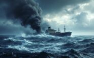 Immagine dell'incendio causato da una collisione navale a Hull