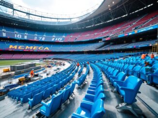 Vista delle nuove butacas nel Camp Nou ristrutturato