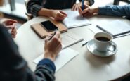 Persona intenta interrumpir a otra durante una conversación