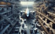 Aereo in volo con simboli di commercio USA e Cina