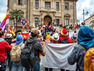 Manifestazione durante un consiglio comunale ad Alcalá de Henares
