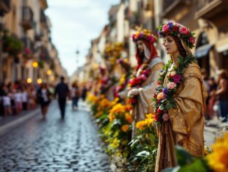 Processione della Semana Santa a Cartagena con fedeli in preghiera