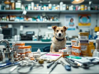 Veterinario cuidando a una mascota en consulta
