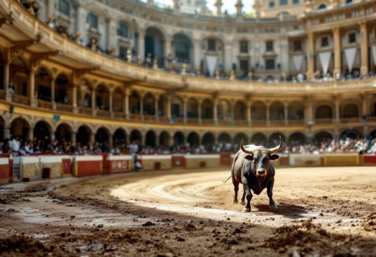 Toreador in azione durante una corrida a La Maestranza
