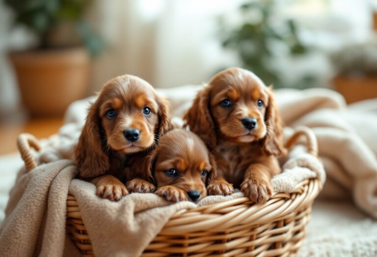 Cachorros adorables de la familia Gales en su hogar