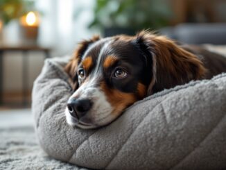 Cama moderna y cómoda para perros en un ambiente acogedor
