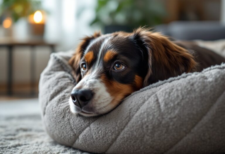 Cama moderna y cómoda para perros en un ambiente acogedor