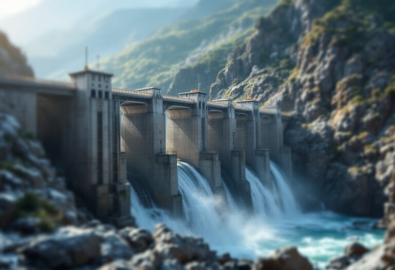 Centrale idroelettrica che produce energia rinnovabile
