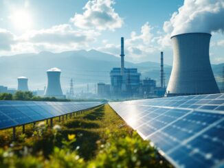 Planta nuclear en España con cielo azul