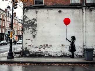 Immagine di arte urbana ispirata a Banksy a Barcellona