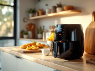 Freidora de aire de cristal en una cocina moderna