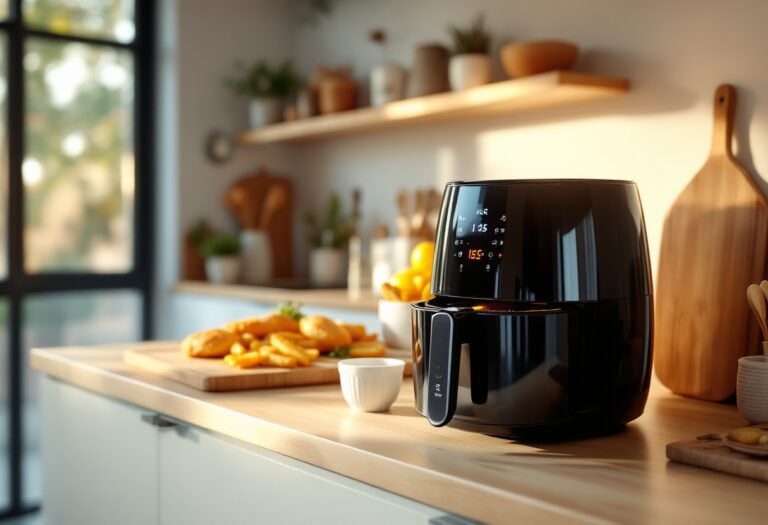 Freidora de aire de cristal en una cocina moderna