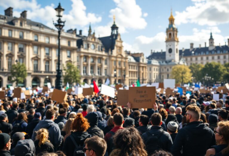 Manifestación del Primero de Mayo en Valencia con pancartas