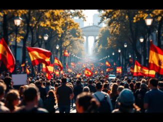 Manifestazione politica in Spagna tra PP e Vox