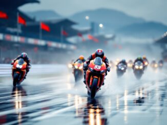 Marc Márquez in azione durante la gara di Le Mans