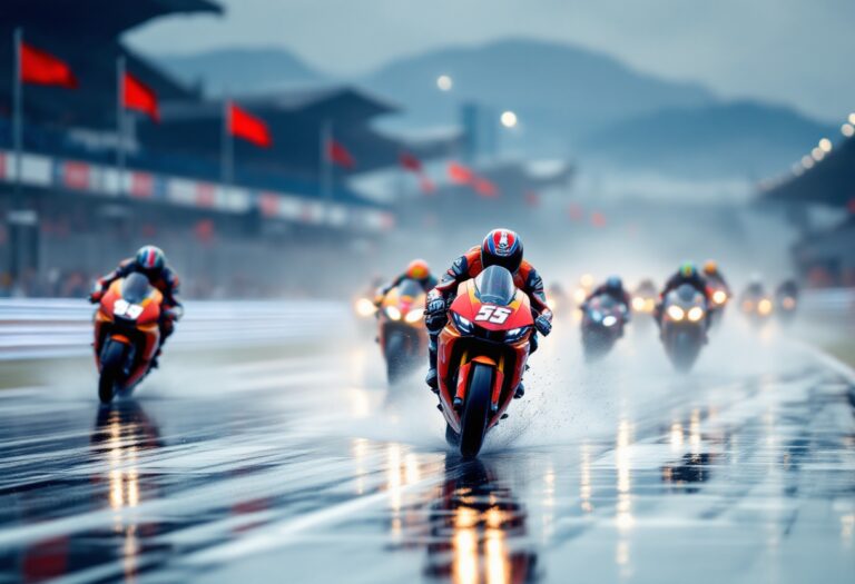 Marc Márquez in azione durante la gara di Le Mans