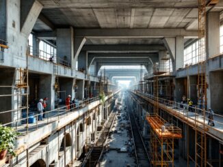 Immagine della costruzione della nuova stazione metro a Madrid