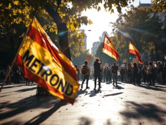 Manifestantes en Madrid protestando contra Israel en Eurovisión