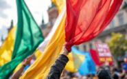 Manifestantes en Madrid protestando contra el gobierno