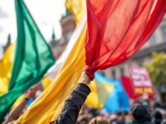 Manifestantes en Madrid protestando contra el gobierno
