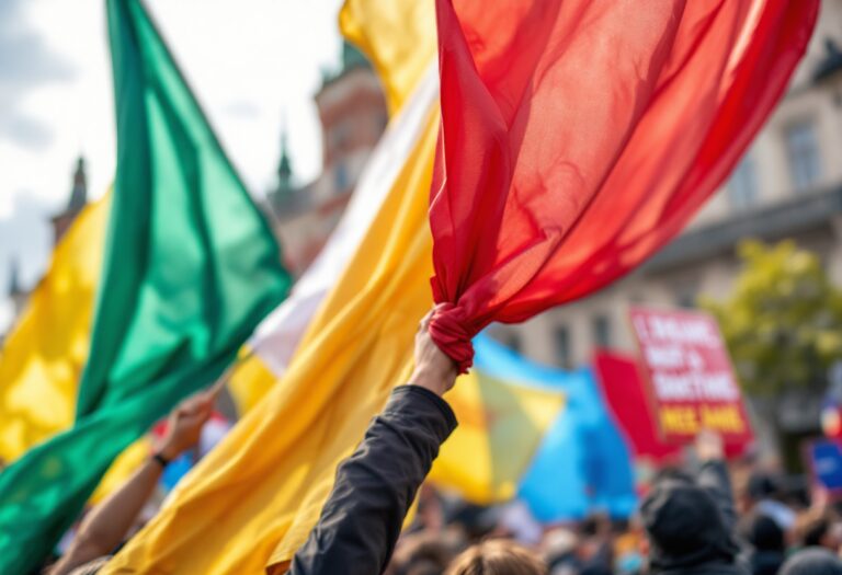 Manifestantes en Madrid protestando contra el gobierno