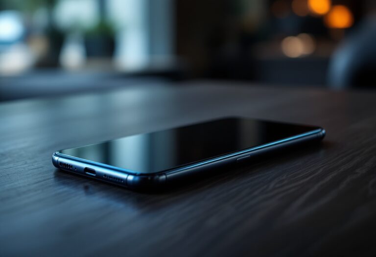 Samsung Galaxy S24 in vista frontale con sfondo elegante