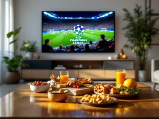 Logo di Movistar Plus+ con immagini di Champions League