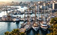 Persone in visita al porto di Barcellona durante l'open day