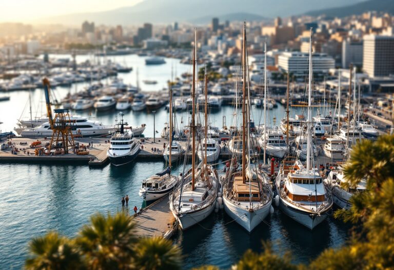Persone in visita al porto di Barcellona durante l'open day