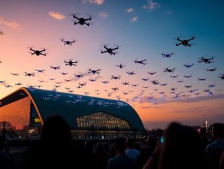 barcelona deslumbra con un espectacular espectaculo aereo de drones en ise 2026 1770128008