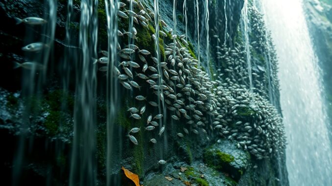 Cómo Parakneria thysi trepa cascadas en el río Luvilombo: un fenómeno documentado