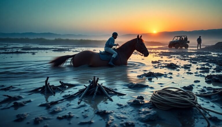 Rescate en El Rocío: jinete liberado tras quedar atrapado con su caballo